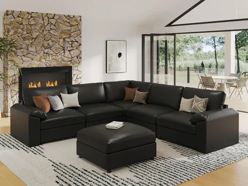 Vista 101 de EASE MOOSE Sofá modular seccional, sofá en forma de U para sala de estar Beige