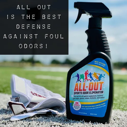 Vista 3 de All-Out Sports Spray eliminador de olores y desodorante Perfecto para guantes malolientes, sombreros, bolsos, cascos, camisetas, almohadillas