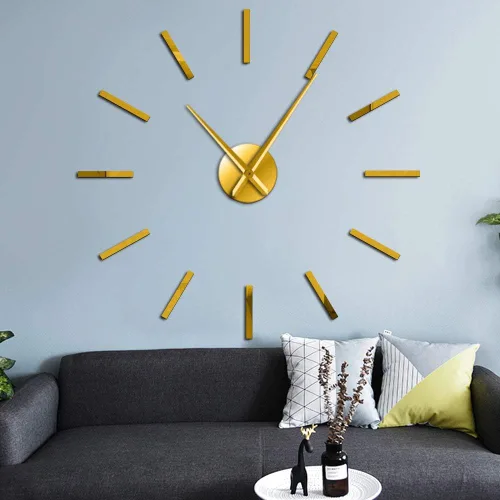 Vista 11 de The Geeky Days Simple Modern Giant Big DIY Gran Reloj de pared sin marco con efecto espejo arte de pared Decoración del hogar (negro)