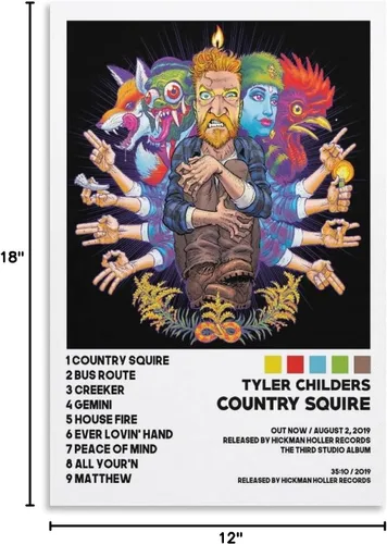 Vista 6 de Tyler Childers - Póster de Squire Country Squire para habitación, póster estético para habitación, arte de pared para dormitorio, 12 x 18 pulgadas