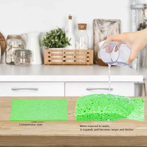 Vista 2 de Esponjas de celulosa, esponja de cocina resistente, esponjas de celulosa comprimida para cocina, limpia los desastres difíciles sin rayar esponjas