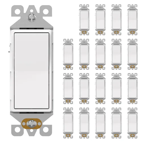 Vista 10 de AIDA Paquete de 1 interruptor de luz basculante Decora de 3 vías, interruptores de luz eléctricos con conexión a tierra automática de 15 amperios