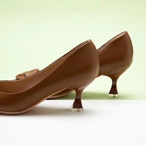 Vista 3 de C.Paravano Zapatos de tacón bajo para mujer Zapatos de diseñador de tacón bajo Tacones Gatitos Tacones cortos para mujer Zapatos de tacón de cuero