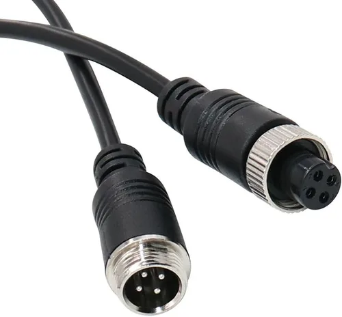 Vista 3 de Cable de extensión de video de automóvil de 4 pines macho a hembra, enchufe de video y cable de alimentación, cable AV, impermeable, monitor