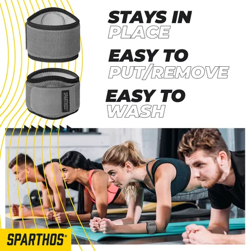 Vista 7 de Sparthos Codera de tenis (paquete de 1) – para tendinitis, dolor de antebrazo, soporte de codo de golf – Banda de brazo con almohadilla