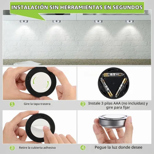 Vista 4 de Macarrie Paquete de 24 unidades de luces inalámbricas con batería para Plateado