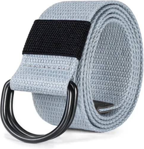 Vista 13 de Cinturón para mujeres y hombres de lona con hebilla negra 1 1/2" de ancho extra larga color sólido