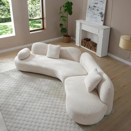 Vista 12 de Sofá Seccional Curvo de 106 pulgadas Sofá de Esponja con Chaise Lounge para Sala de Estar, Sofá Seccional Moderno en Forma de L, Sin Estructura