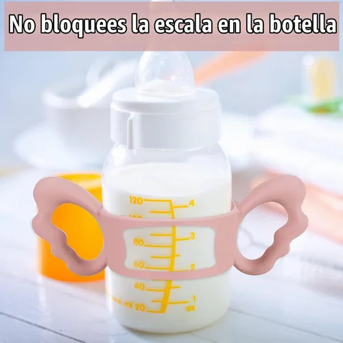 Vista 4 de Paquete de 3 asas de silicona para biberones, mango de alimentación de cuello ancho, fácil agarre, mango ligero para botella, agarre pequeño