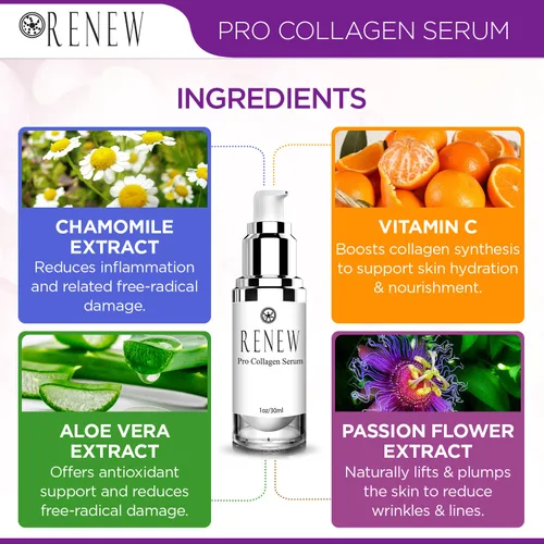 Vista 7 de Renew Pro Collagen Serum de Renew Skincare Day/Night Collagen Serum para mejorar la tez, hidratar profundamente, disminuir las líneas finas