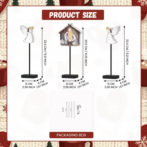 Vista 2 de Smile Wooden Christmas Nativity Scene Angel Table Decor