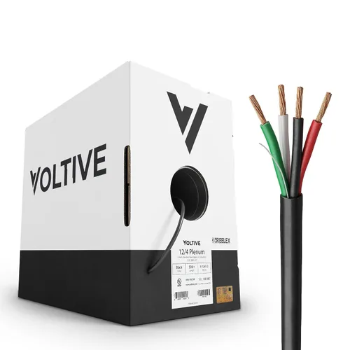 Vista 21 de Voltive Cable de altavoz 12/2, Plenum CL3P, blanco, 500 pies - 12 AWG, 2 conductores, cobre trenzado sin oxígeno, listado UL - V-1214-2