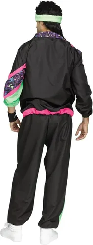 Vista 3 de Fun World Traje deportivo de los años 80 para hombre, Negro