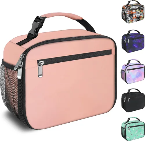 Vista 15 de Lonchera para niños y niñas, bolsa de almuerzo aislada y duradera, lonchera para niños con astronauta para la escuela