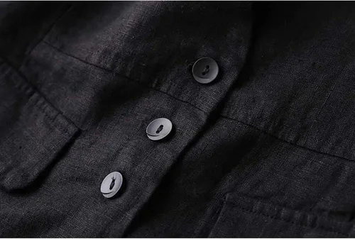 Vista 6 de Dongfeng Chaleco sin mangas de lino y algodón para mujer, casual, cuello en V, con botones