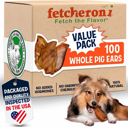 Vista 9 de FETCHERONI Orejas de cerdo enteras para masticables para perros, golosinas duraderas para perros, L, 30 unidades Larga duración, un ingrediente