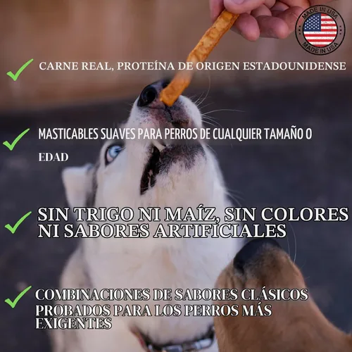 Vista 3 de Loving Pets - Golosinas para perros masticables suaves (forma de palo, receta de pollo y queso) hechas en EE.UU