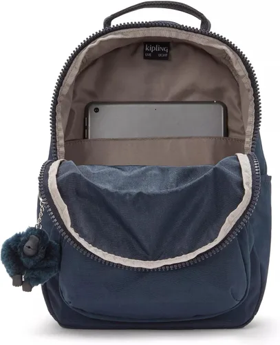 Vista 17 de Kipling Mochila pequeña Seoul para mujer, duradera, correas acolchadas para el hombro con funda para tableta, bolsa, Firma Emb, Mochila para tableta