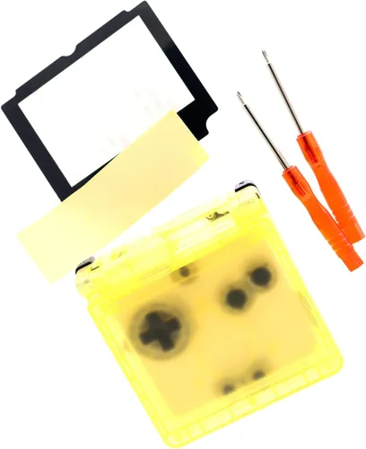 Vista 2 de Deal4GO - Kit de carcasa completa semitransparente con botón de activación de pantalla de repuesto para Game Boy Advance SP GBA SP (amarillo)