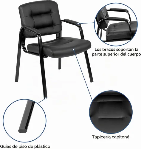 Vista 4 de Flash Fundamentals LeatherSoft - Silla de recepción ejecutiva con marco de metal negro