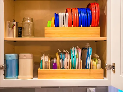 Vista 4 de Umilife Food Container Organizer for Kitchen Cabinet Drawer, Organization & Storage in Pantry, Office, Bathroom, Size Medium