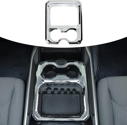 Vista 9 de Cubierta de panel de consola central de fibra de carbono con portavasos para apoyabrazos delantero Compatible con 2019-2025 Dodge RAM 1500 2500 3500