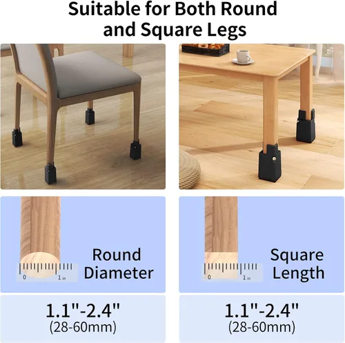 Vista 4 de Elevadores ajustables de muebles de 4 pulgadas con abrazadera de tornillo extraíble, se adapta a diámetros de 1.1 a 2.4 pulgadas, elevadores