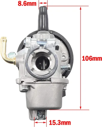 Vista 3 de JRL Carburador para bicicleta motorizada con motor de 2 tiempos de 49 cc, 60 cc, 66 cc, 80 cc (plata)