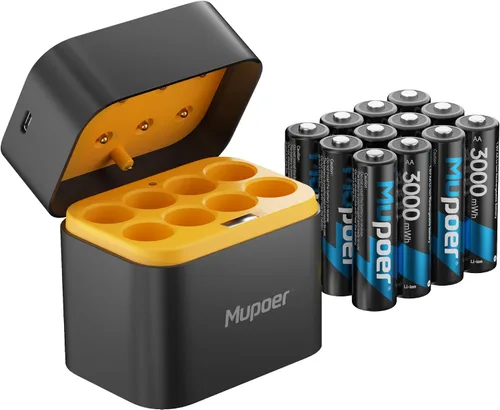 Vista 18 de Baterías AA recargables con caja, baterías de litio de 3600 mWh, AA de 1.5 V, 4 unidades, batería doble A, recargable, iones de litio de larga