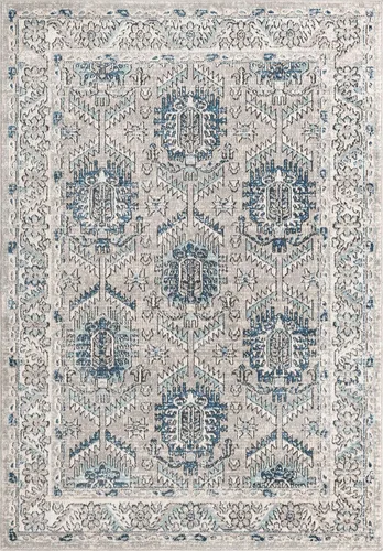 Vista 3 de Unique Loom Nyla Collection - Alfombra de área - Princesa (5 pies 3 pulgadas x 8 pies, rectangular, gris/marfil)
