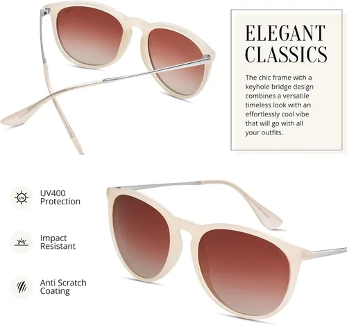 Vista 2 de NVEA Gafas de sol redondas vintage polarizadas para mujer protección UV400 estilo retro clásico