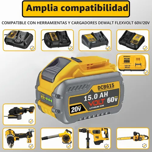 Vista 5 de Reemplazo para baterías Dewalt de 60 voltios DCB609 DCB612 DCB612 DCB615 de 20 V y 60 V, compatible con herramientas eléctricas originales de 20