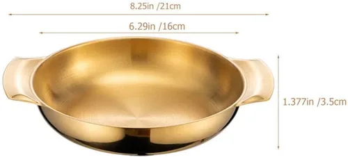 Vista 2 de Luxshiny Sartén de uso diario con asas, olla de acero inoxidable coreano Ramen olla de inducción para el hogar y al aire libre