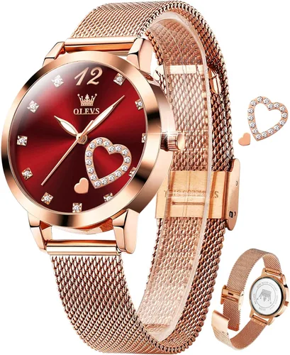 Vista 16 de OLEVS Reloj para mujer con malla, relojes analógicos de cuarzo para mujer con fecha, relojes clásicos de vestir para mujer, reloj de pulsera