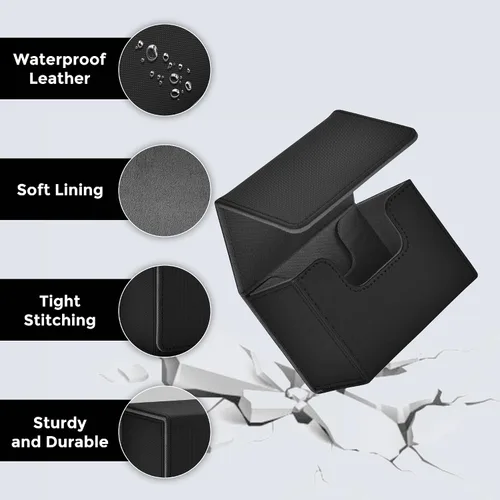 Vista 5 de MTG - Caja de cubierta con 2 divisores, caja de gran capacidad para más de 80 tarjetas de doble manga, funda de piel sintética compatible con Magic