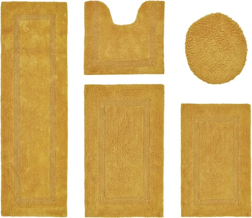 Vista 216 de Better Trends - Juego de 2 alfombras de baño 100% algodón, extra suaves, con borlas, de 17" x 24", alfombra de baño superabsorbente y reversible