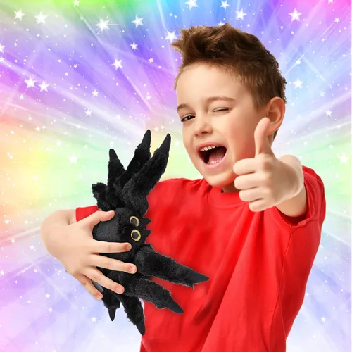 Vista 2 de DolliBu - Peluche de araña negra, animal de peluche súper suave para niños y niñas, bonito juguete de peluche de araña, regalo realista de felpa