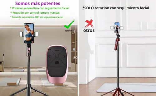 Vista 3 de Trípode extensible de seguimiento facial automático con luz, trípode