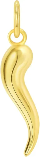 Vista 2 de Colgante de oro amarillo de 14 quilates con textura delicada de cuerno de Cornicello, Oro amarillo, no aplica