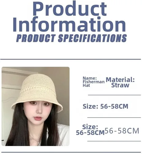 Vista 7 de Women's Fisherman Hat Wide Brim Breathable Sun Protection Beige
