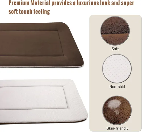 Vista 2 de Magic Dog Cama grande para perros – Almohadilla suave para jaula de 42 pulgadas, lavable a máquina, con parte inferior antideslizante, color café