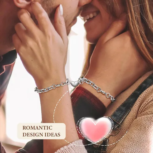 Vista 2 de TempBeau Pulsera para Pareja - Pulsera de Identificación Personalizada con Grabado Personalizado, Pulsera de Cuerda Trenzada para Él y Ella