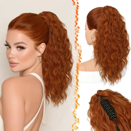 Vista 29 de BARSDAR Extensión de Cola de Caballo Marrón - Extensiones de Cola de Caballo con Pinza de 18 Pulgadas para Mujeres - Extensiones de Cabello Mezcla