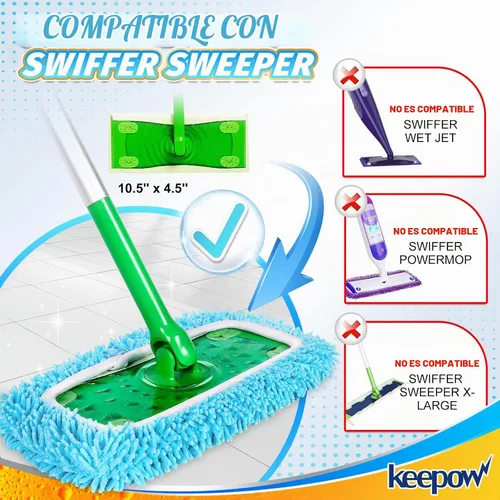 Vista 2 de Recambio de almohadillas húmedas compatible con trapeador Swiffer Sweeper y Paquete de 6