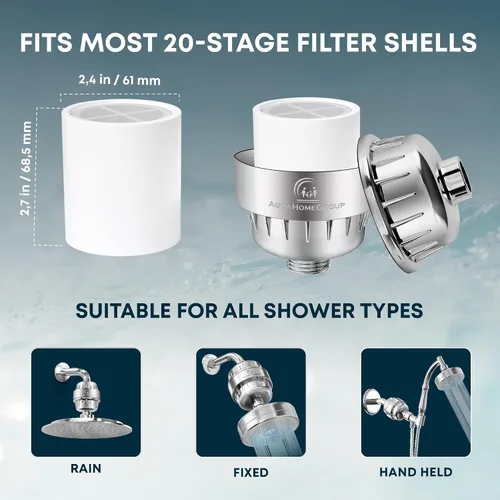 Vista 3 de AquaHomeGroup Cartucho de filtro premium de repuesto de 20 etapas (sin carcasa), compatible con cualquier filtro de ducha de diseño similar de 15