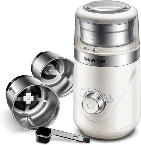 Vista 8 de SHARDOR Molinillo de café eléctrico de hoja súper silenciosa, perilla giratoria de control de molienda temporizada, ajustable grueso a fino