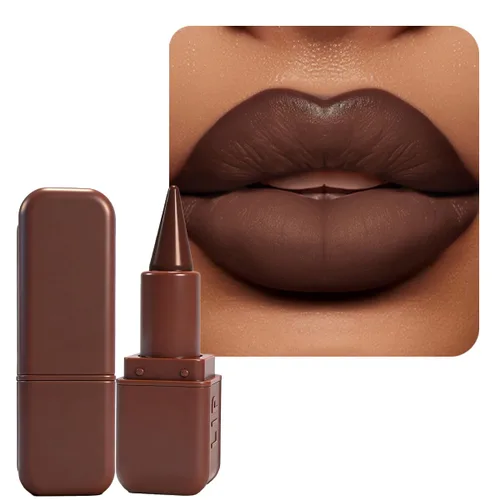 Vista 97 de BAISEN DIARY 2 en 1 doble punta mate delineador de labios y brillo de labios, lápiz combinado de labios marrón nude degradado, delineador de labios