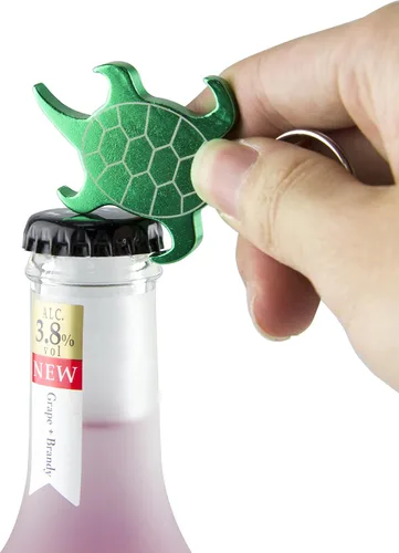 Vista 7 de Swatom Llavero abridor de botellas de aleación de aluminio de tortuga, accesorios creativos (1, tortuga verde)