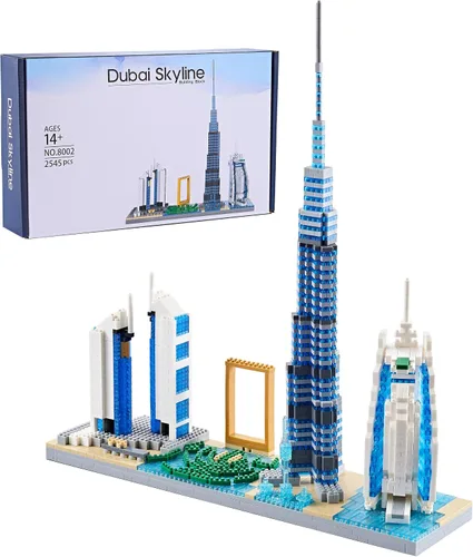 Vista 6 de Architecture Dubai Skyline - Kit de construcción de modelos coleccionables, juegos de microbloques para adultos, kit de modelo de regalo de 2545