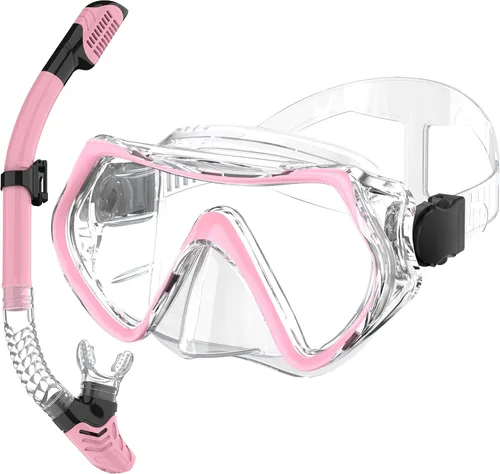 Vista 21 de Snorkeling Gear, Dry Snorkel Set180° Panoramic Wide View,Anti-Fog Scuba Diving Mask, Professional Snorkeling Gear for Free Breathing, Swimming